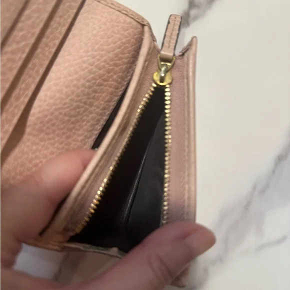 Gucci GG Marmont Pink Leather Compact Wallet with box and dust bag